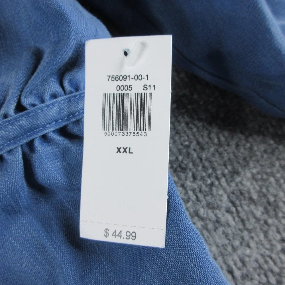 Old Navy Dress Womens XXL Blue Smocked Square Neck 3/4 Puff‎ Sleeve Trapeze Mini